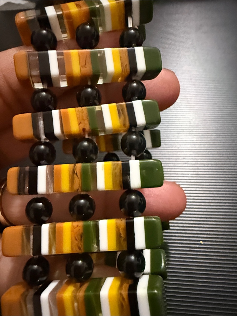 Multi-Color Striped Glass Beaded Bracelet - Picture 3 of 3